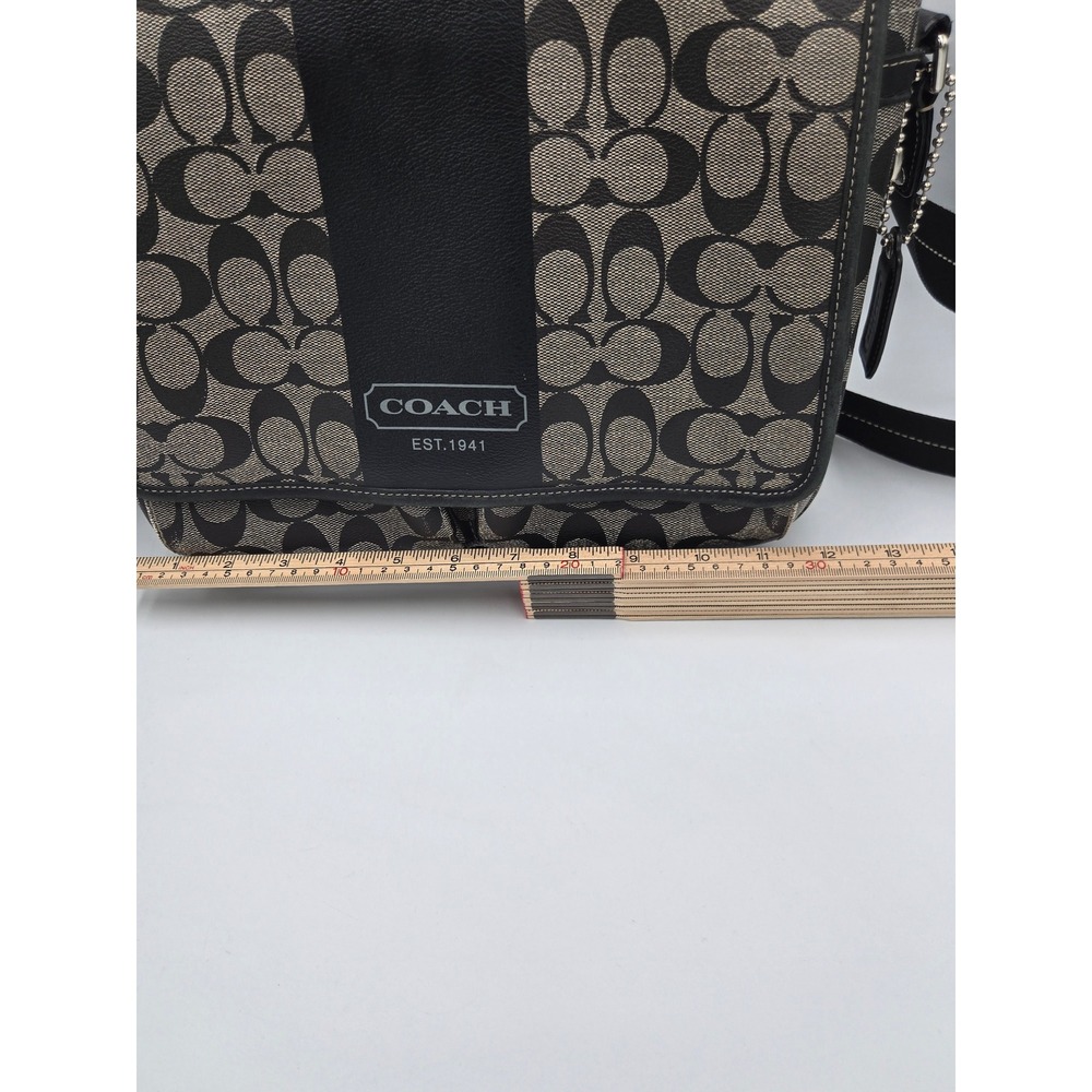Coach Heritage Stripe Signature Messenger Bag Black Grey Crossbody F70590 - Picture 11 of 16